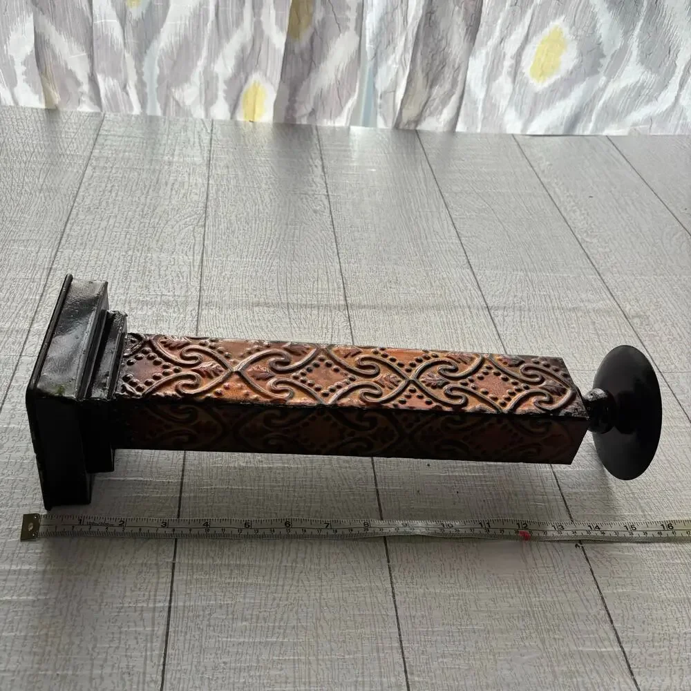 Rustic Metal Candle Holder Set of 3 Embossed Copper Finish